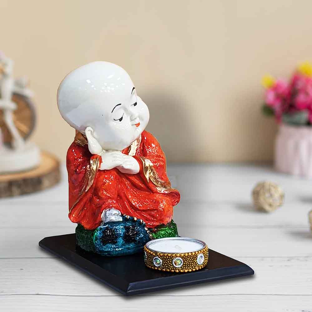 Sitting Laughing Buddha Baby Monk Figurine